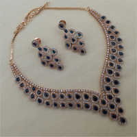 Blue Diamond Necklace with Earring