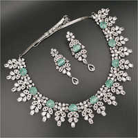 Mint Diamond Necklace with Earrings