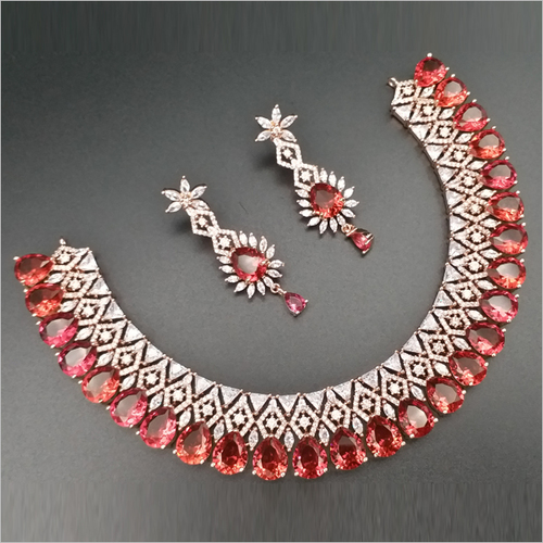 Ruby Diamond Necklace with Earrings By KYRIA