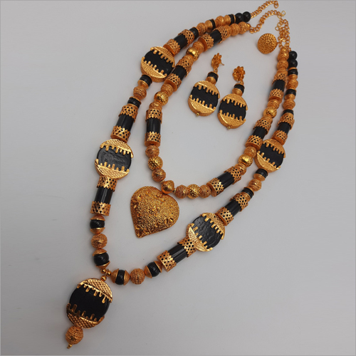 Double African Beads Necklace with Earring and ring