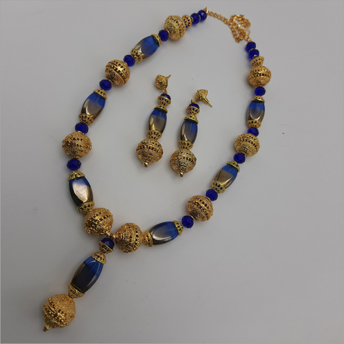 Shaded Glass Beads Galam Necklace By KYRIA