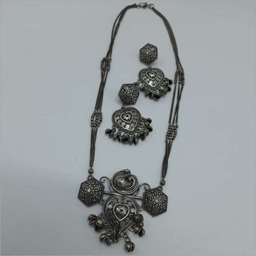 Long Oxidize Necklace with Earring