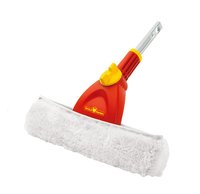 Window Wiper - Microfiber & Plastic, 35 Cm Working Width, Red Color | Multi-star Handle For Effective Window & Surface Cleaning