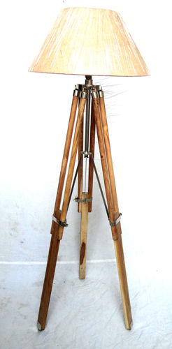 Natural Finish Floor Lamp With Tripod