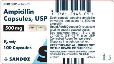 Ampicillin Capsules As Directed By Physician.