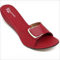 Ladies Low Heel Red Sandals