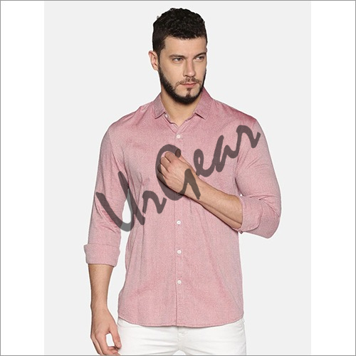 Men Pink Cotton Shirt