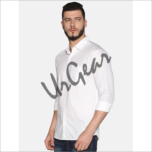 Men White Cotton Shirt