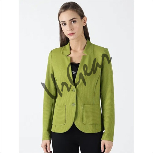 Women Solid Green Jacket Decoration Material: Cloths