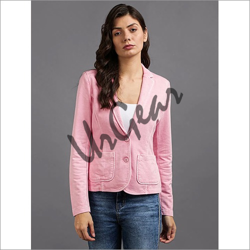 Women Pink Solid Jacket Decoration Material: Cloths