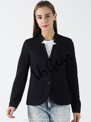 Women Solid Black Jacket
