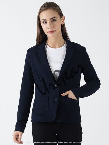 Women Solid Navy Jacket