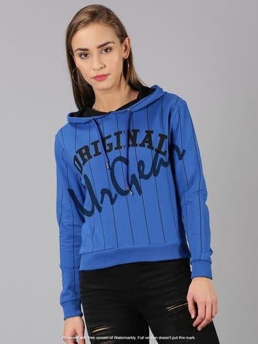 Women Blue Hooded Sweatshirt