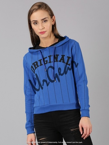 Blue Women Hooded Sweatshirt