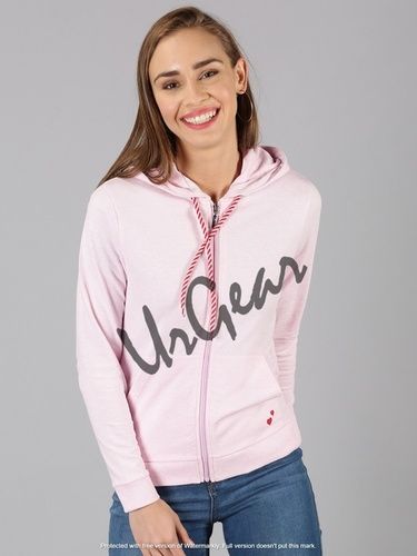 Pink Urgear Full Sleeve Solid Women Sweatshirt