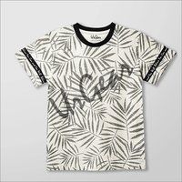 Kids Printed White Leaves T-Shirt