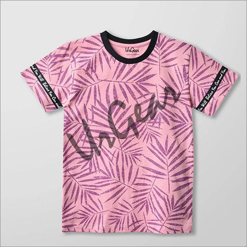 Kids Printed Pink Leaves T-Shirt 