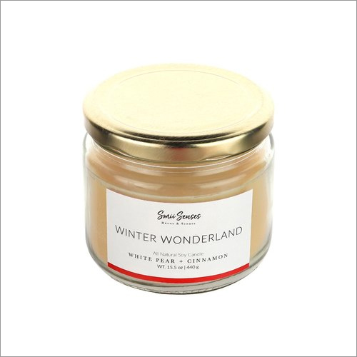 Christmas Scented Candle In Glass Jar With Golden Lid Size: Different Size Available