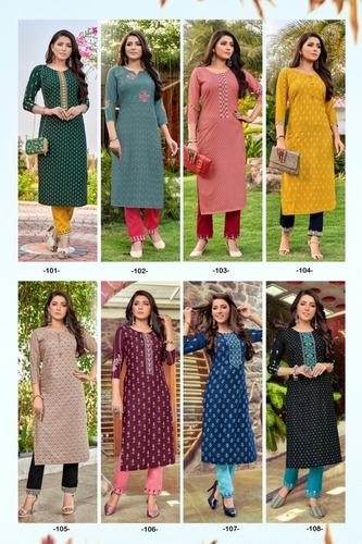 Washable Pent House Vol-1 By Rangjyot Rayon Slub With Print Kurtis Catalogue