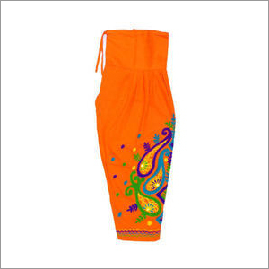 Embroidered Cotton Patiala Salwar - 40 Inch Length, Orange Color | Quick Dry, Washable, Free Size Design for Casual Wear