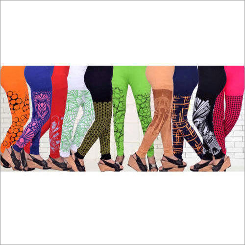 Ladies Cotton Lycra Printed Leggings - Multicolor Churidar Pattern | Casual Wear Comfort and Style