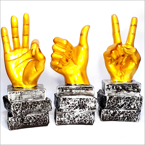 Resin Antique Victory Sign Hand Statue