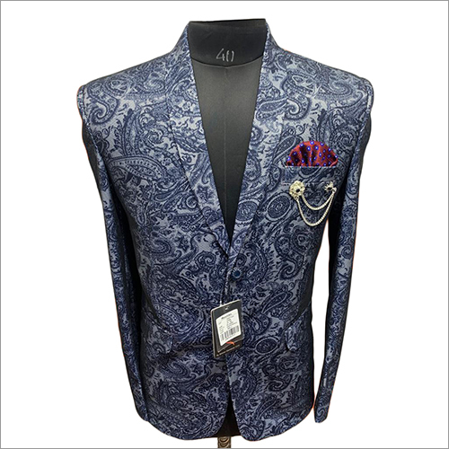 Dry Cleaning Mens Netted Printed Blue Color Imported Blazer