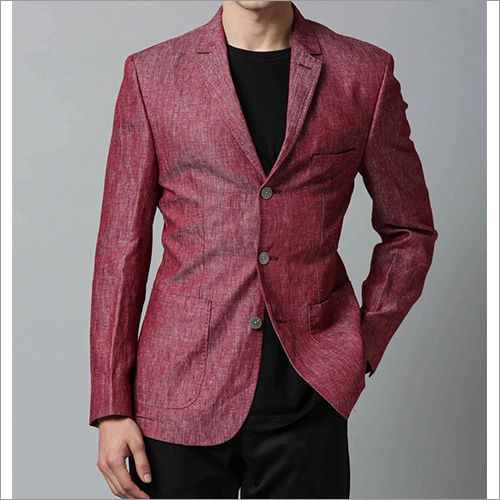 Mens Burg Linen Maroon Blazer