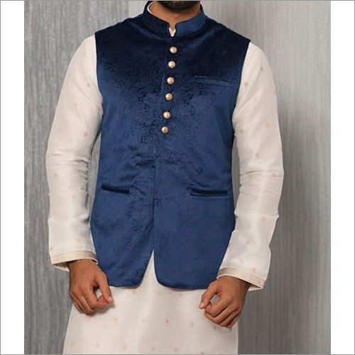 Mens Designer Blue Kurta With Jacket