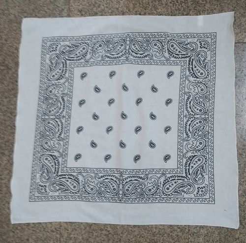 White Cotton Printed Square Bandana