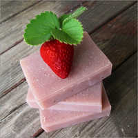 Strawberry Soap - Herbal Composition, Bar Style Bath Soap | 100% Handmade, Radius Grey With Golden And Brown Accents