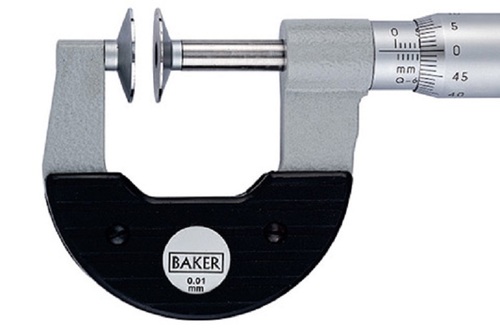 BAKER GAUGES MMC25-ND Special External Micrometer - Stainless Steel, Non-Rotating Disc Design | Durable Heat Insulating Grip, Sharp Laser Marking, In-Built Ratchet, Easy Zero Setting