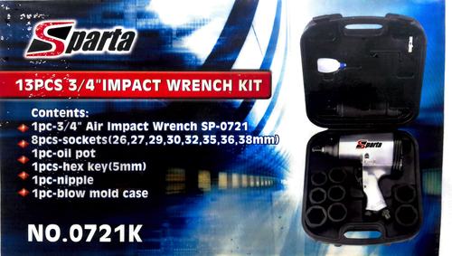 Sparta 3/4'' Air Impact Wrench Kit With 8 Sockets - Blow Case ( Sp-0721k)