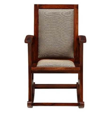 Handmade Wooden Rocking Chair In Honey Oak Finish.