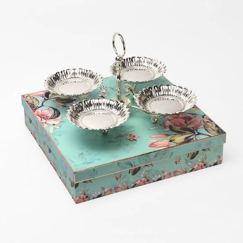 4-in-1 Silver Centerpiece Bowl With Stand