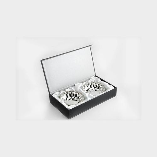Crytal Rim Fluted Silver Bowls