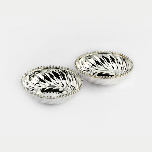 Crystal Rim Fluted Silver Plated Bowls Set