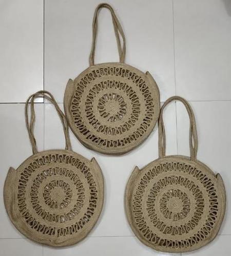 Black Lining Structured Jute Beach Bag