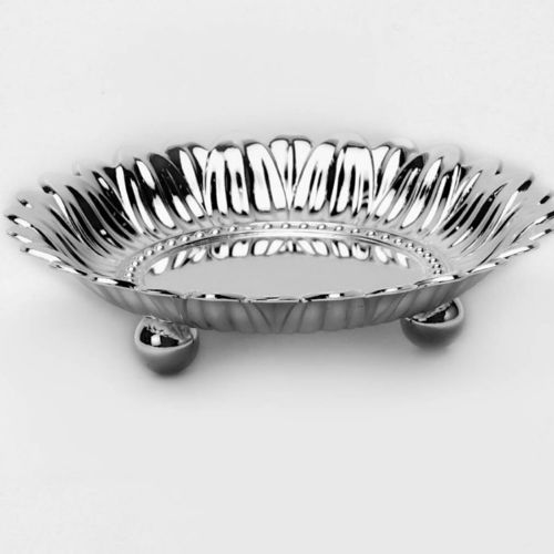 Round Carved Silver Flower Bowl