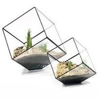 Tiffany Style Cheap Aquarium Plants Glass Terrarium - Handmade, Gold Finished, Glass Material, Yellow Color | Rust Proof, Easy To Clean, Geometric Design, Decorative Indoor Planter