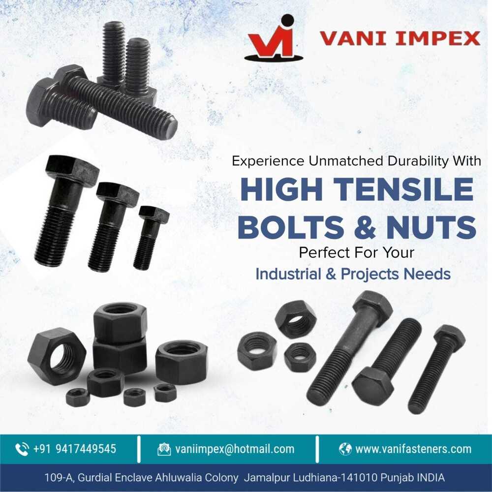 Rust Proof High Tensile Bolts - Imported or VI, Size M6 to M24 | Hex Head, Corrosion Resistant, Black Oxide Finish, High Hardness 28-32, Cylindrical Shape