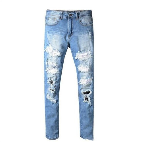 Washable Mens Denim Ripped Jeans
