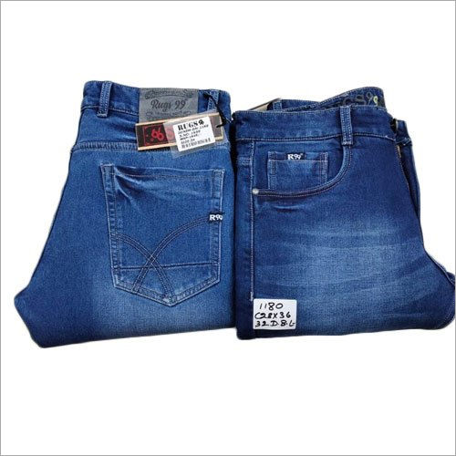 Mens Blue Denim Slim Fit Faded Jeans