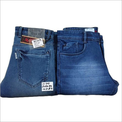 Mens Blue Denim Faded Jeans