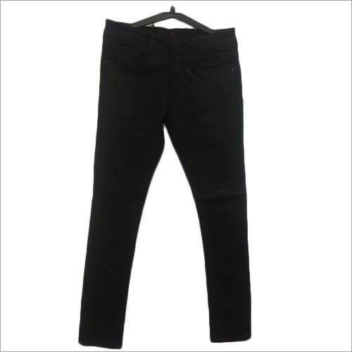 Mens Black Cotton Plain Jeans