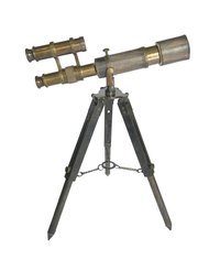 10 Inch Antique Brass Double Barrel Telescope With Wooden Box