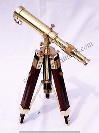 10 Inch Shiny Polished Brass Telescope With Wooden Box
