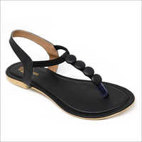 Girls Flat Black Sandals
