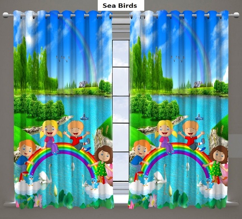 Long Crush Digital Print Curtains