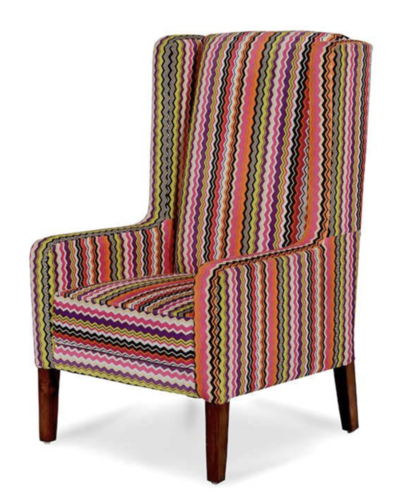 Handmade Multicolor Wooden Wing Chair